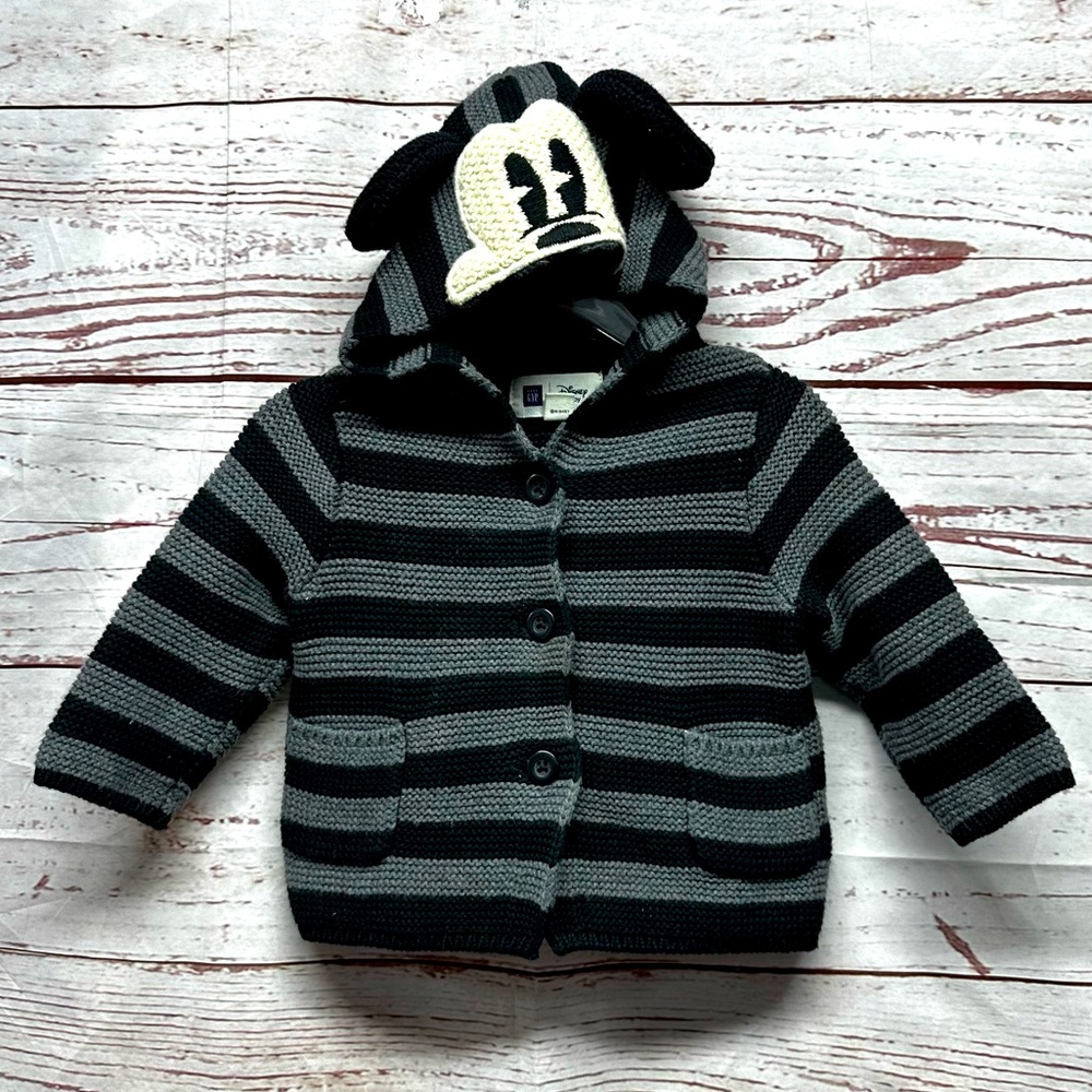 GAP Mickey Mouse Hooded Sweater Size 3-6 Months